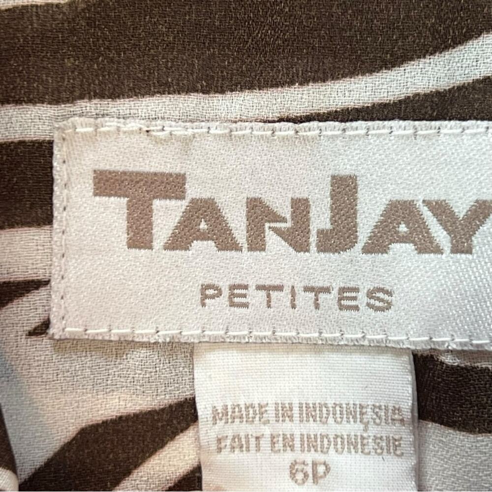 90s TANJAY Sheer Palm Print Button-Up Shirt | 6 | Brown White  | Retro Resort - Picture 7 of 10